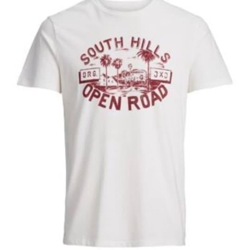 BRAND NEW men jack jones white cotton tee shirt size L